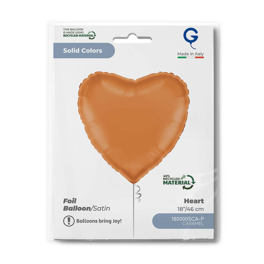 Heart 18inc Satin Caramel Single Pack