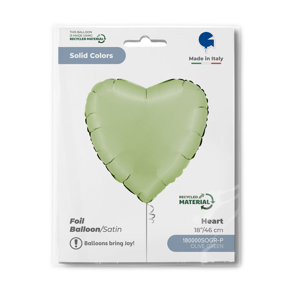 Heart 18inc Satin Olive Green