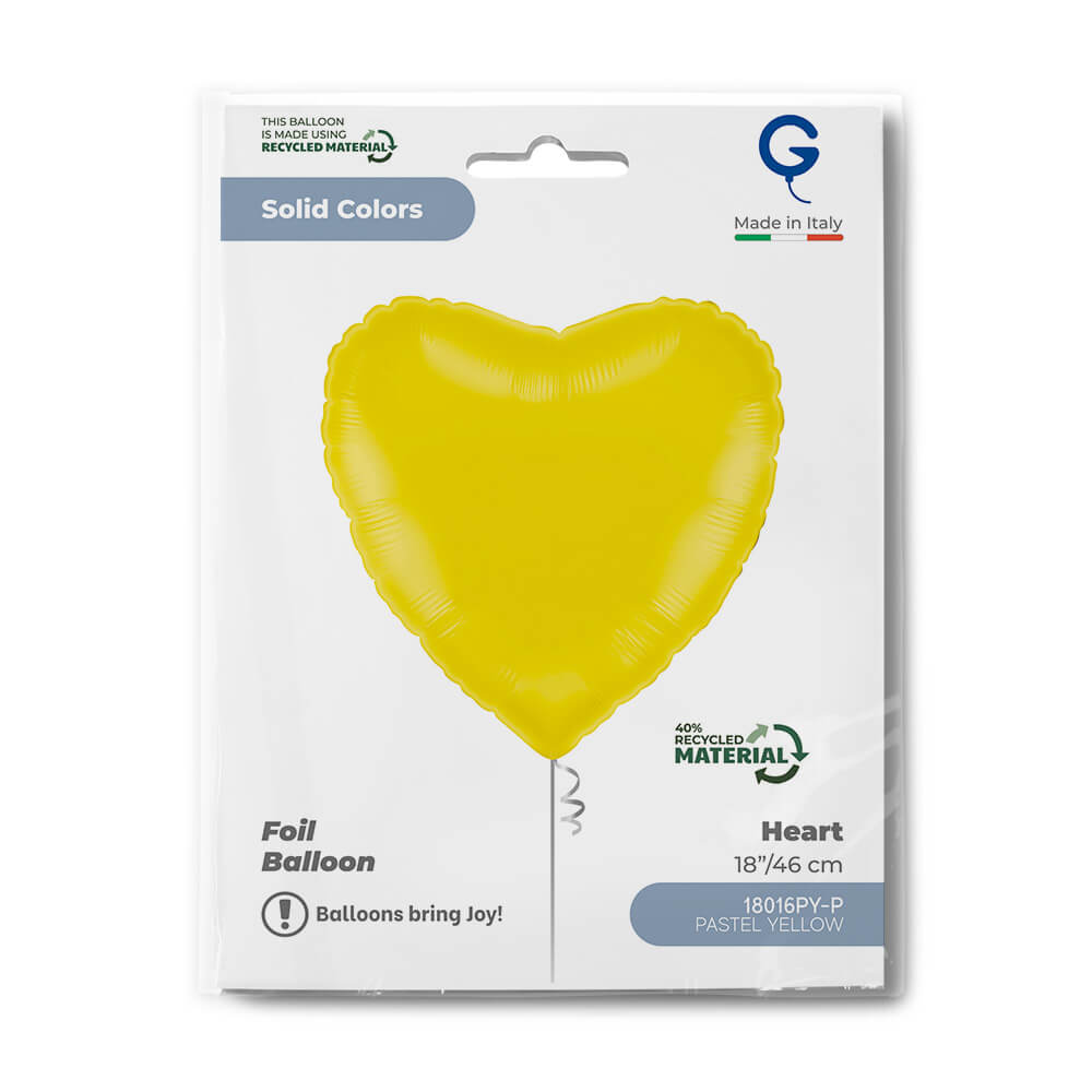 Heart 18inc Pastel Yellow Single Pack