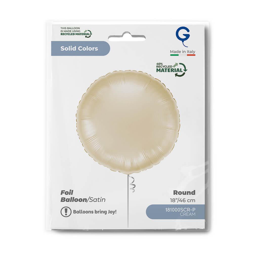 Round 18inc Satin Cream Single Pack
