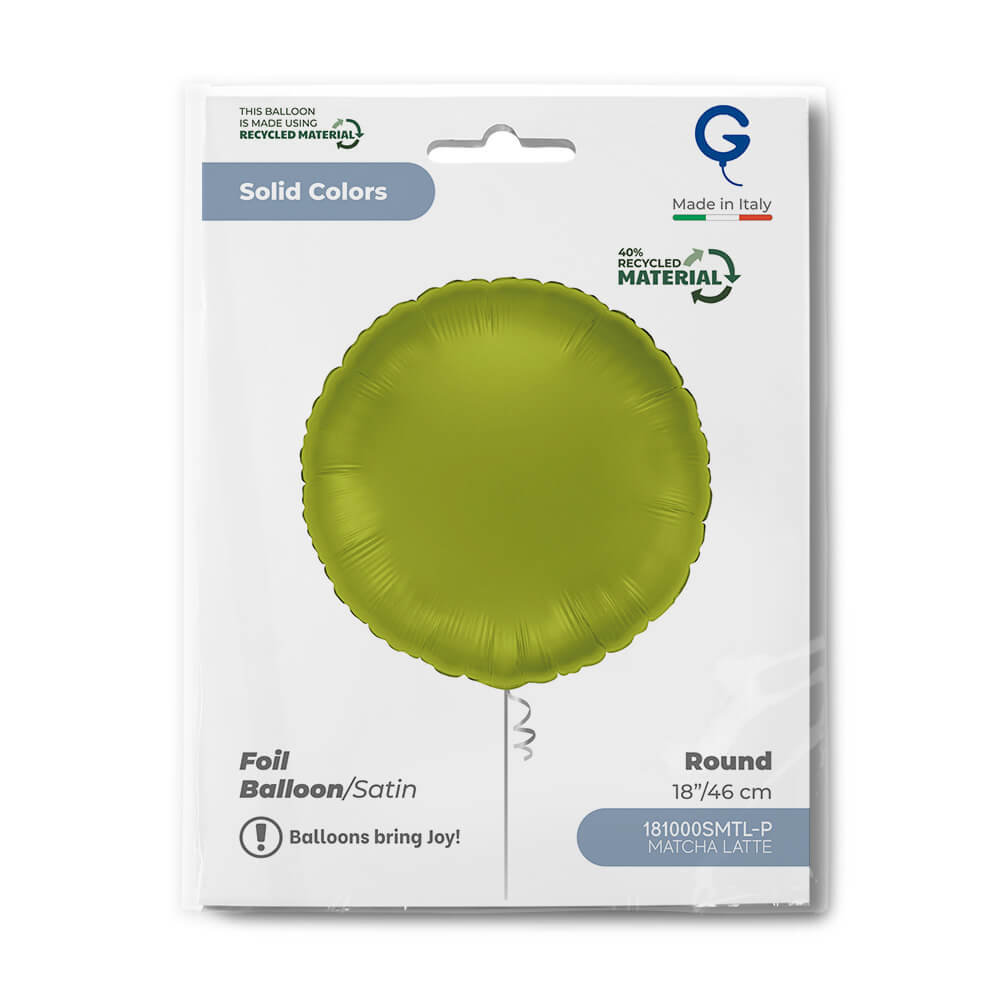 Round 18inc Satin Matcha Latte Single Pack