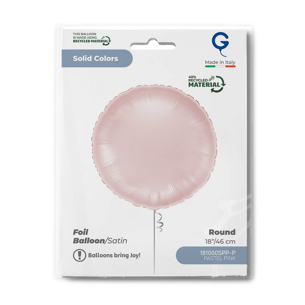 Round 18inc Satin Pastel Pink Single Pack