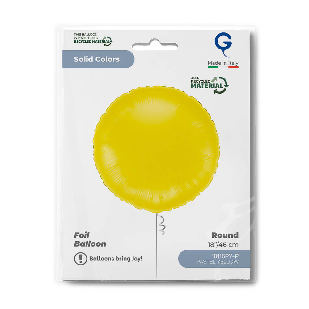 Round 18inc Pastel Yellow Single Pack