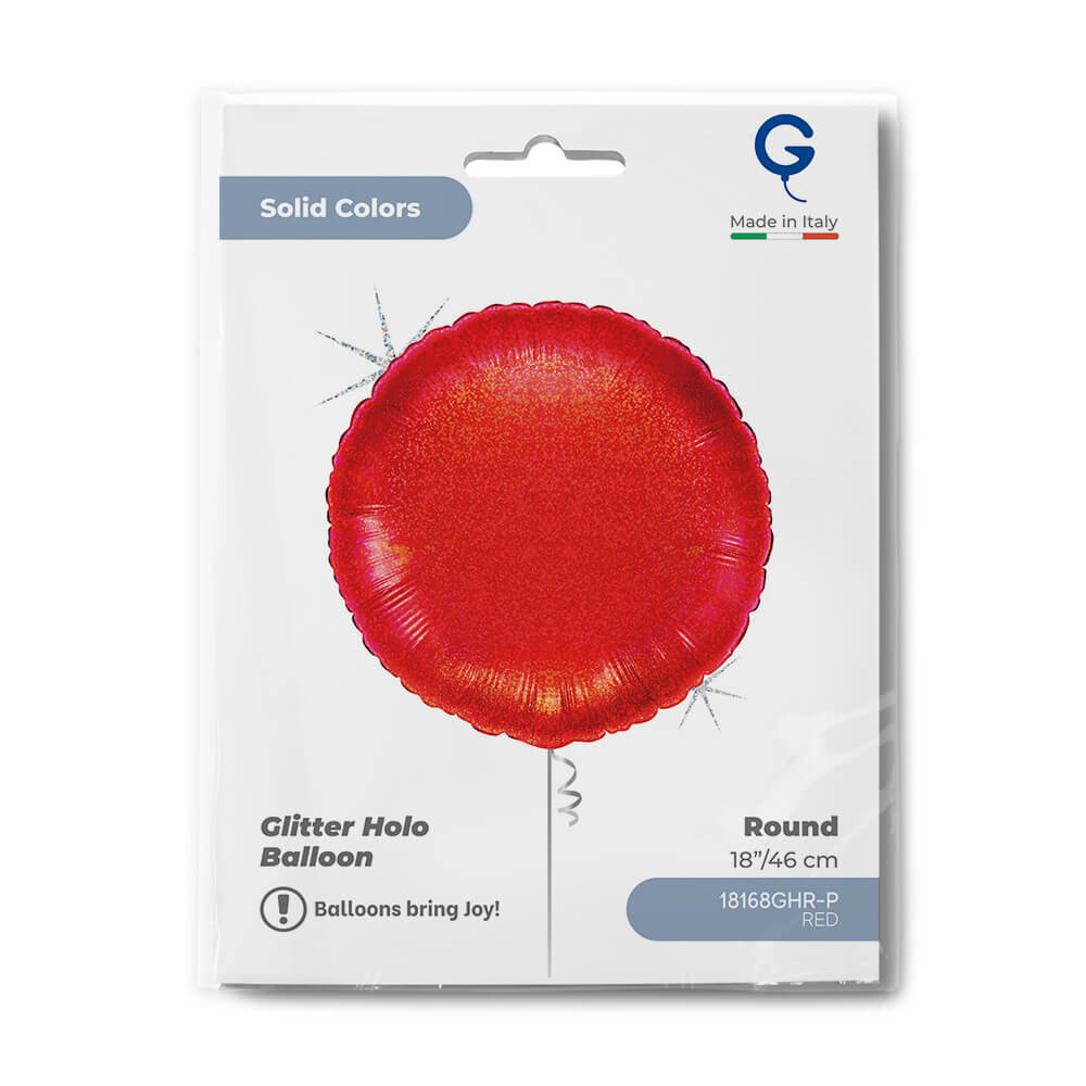 Round 18inc Glitter Holographic Red - Single Pack