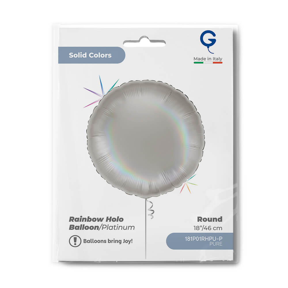Round 18" Rainbow Holographic Platinum Pure - Single Pack