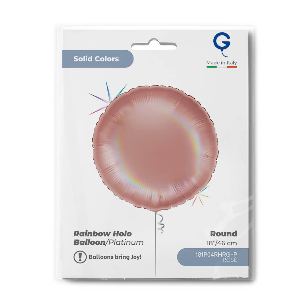 Round 18" Rainbow Holographic Platinum Rosè - Single Pack