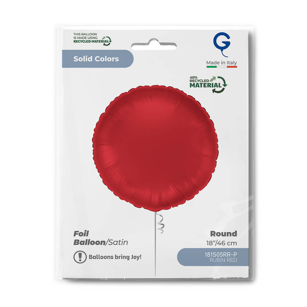 Round 18inc Satin Rubin Red - Single Pack