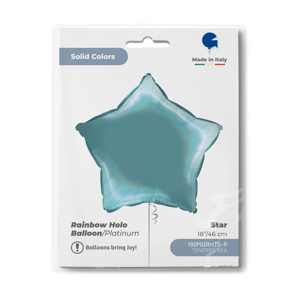 Star 18inc Rainbow Holographic Platinum Tenerife Sea