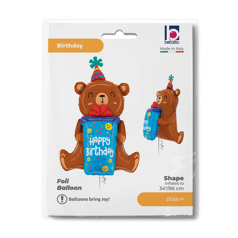 Birthday Smiley Gift Bear Balloon