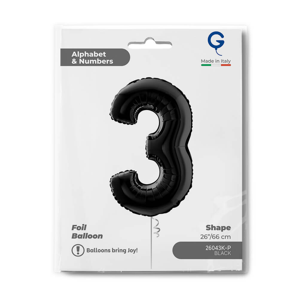 Number 3 Black 26" Single Pack