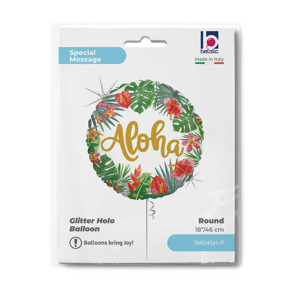 Tropical Aloha Glitter Holographic Balloon