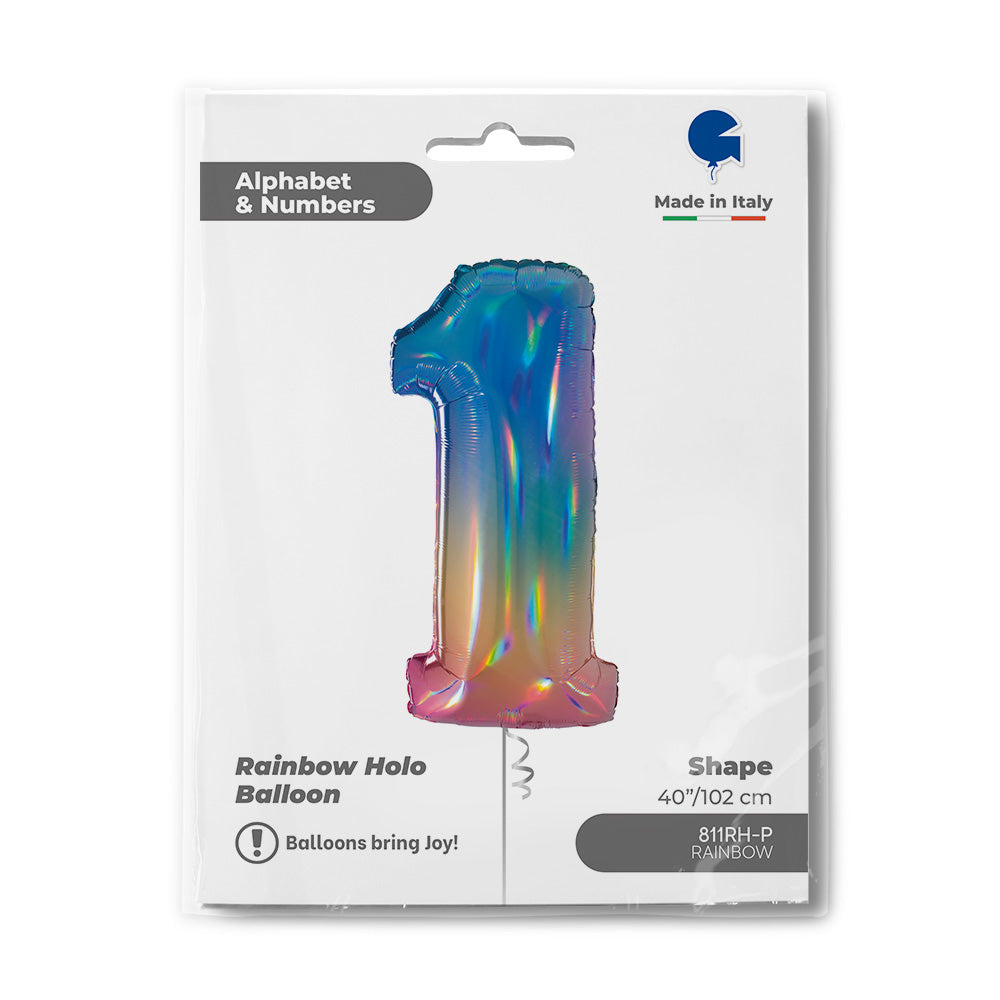Number 1 Colourful Rainbow 40inc