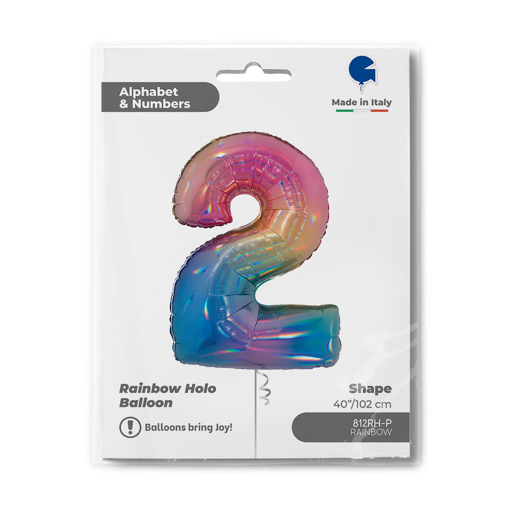 Number 2 Colourful Rainbow 40inc