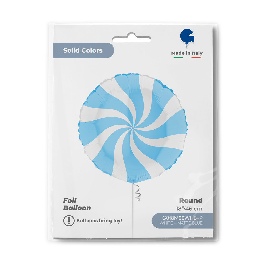 Round 18inc Swirly White-Matte Blue