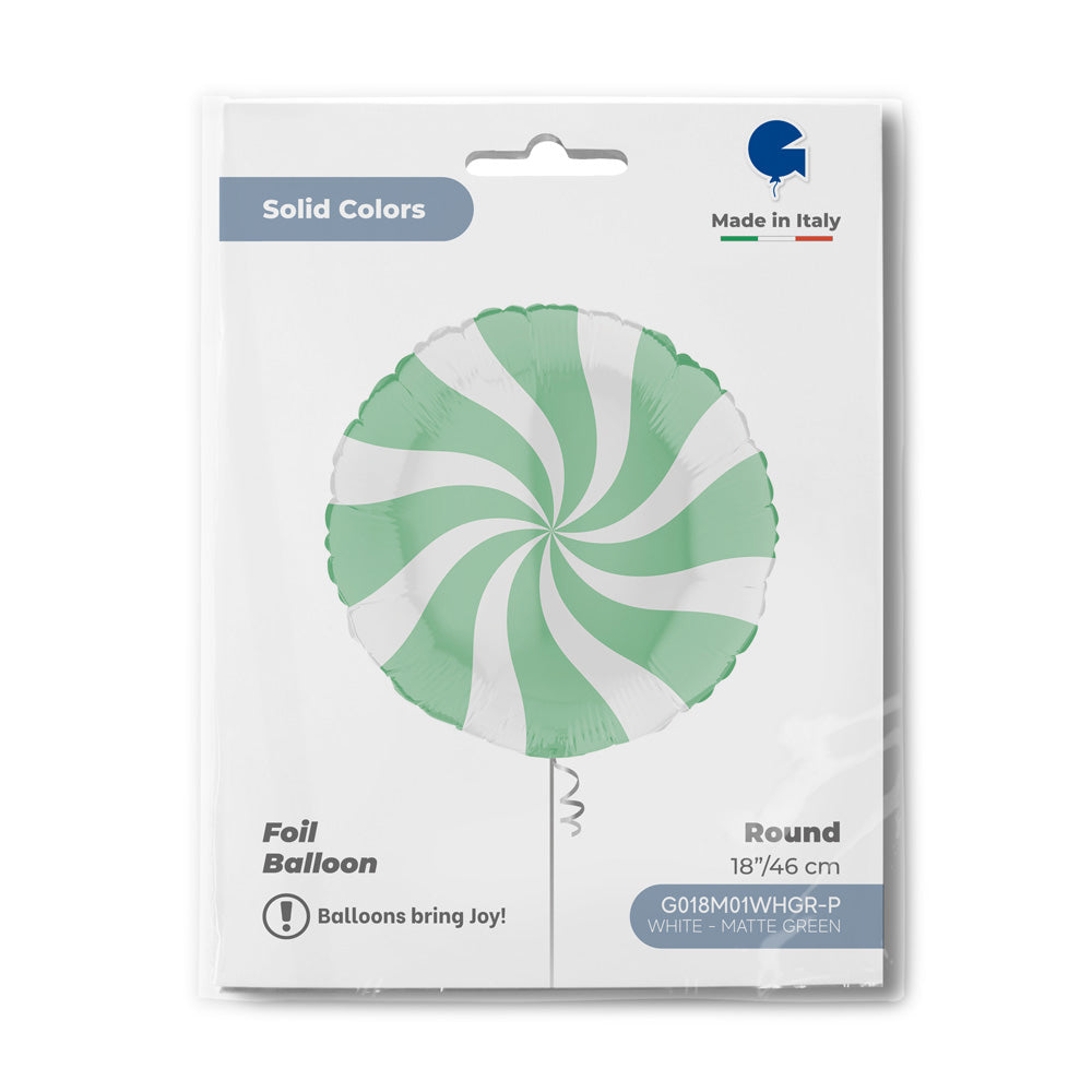 Round 18inc Swirly White-Matte Green