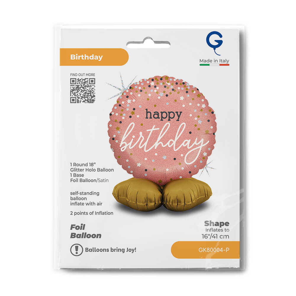 The Standups - 18" M Rose Gold Confetti B-Day