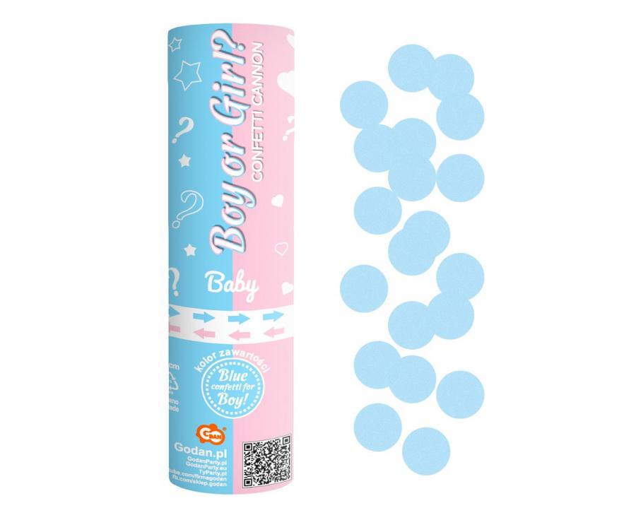 Confetti cannon Boy or Girl light blue paper circles(15 cm)