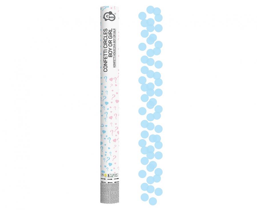 Pneumatic confetti Boy or Girl, blue paper circles (60 cm)