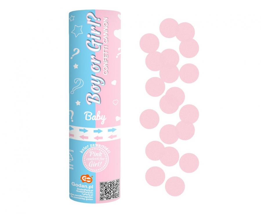Confetti cannon Boy or Girl light pink paper circles (15 cm)