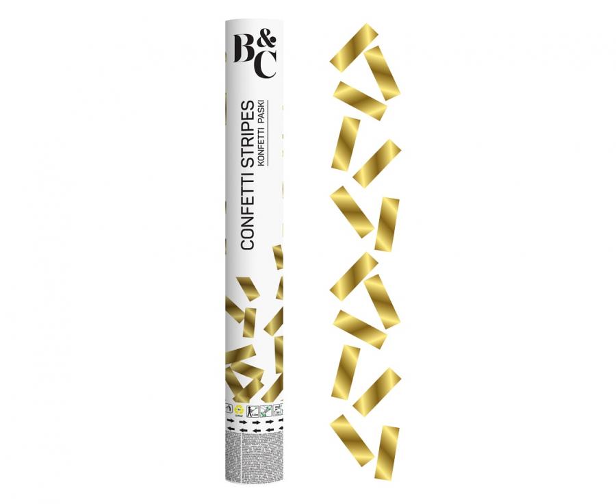 Confetti Cannon B&C Gold stripes (foil) (40 cm)