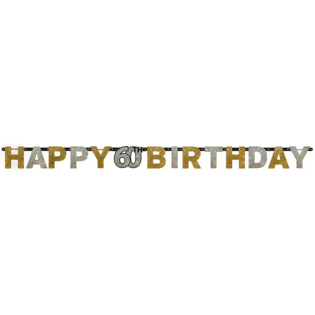 Sparkling Gold 60th Birthday Letter Banner
