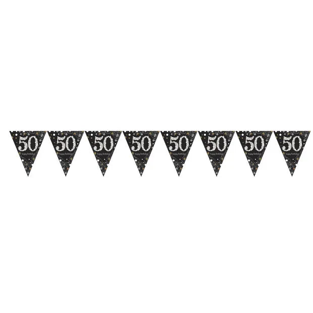 Sparkling Gold 50th Birthday Pennant Banner 396 x 21.5 cm