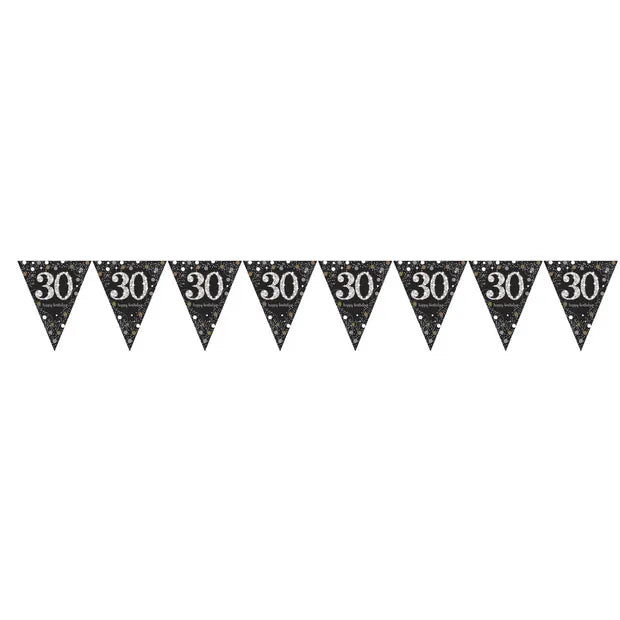 Sparkling Gold 30th Birthday Pennant Banner 396 x 21.5 cm