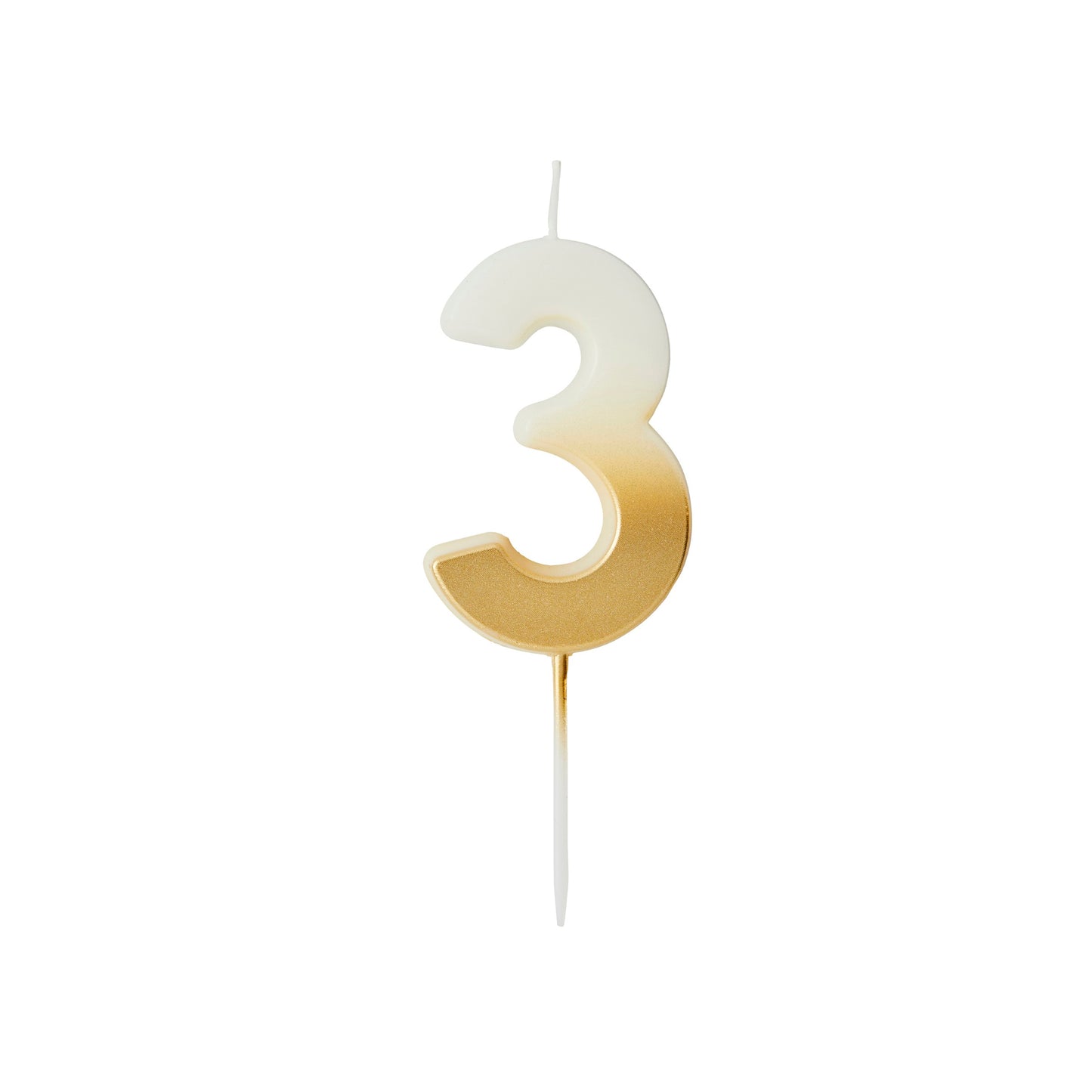 Gold Ombre Number '3' Candle