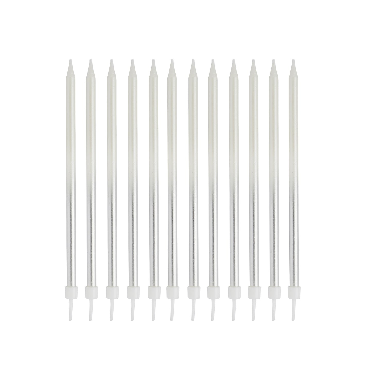 Silver Ombre Tall Skinny Candles - Pack of 12