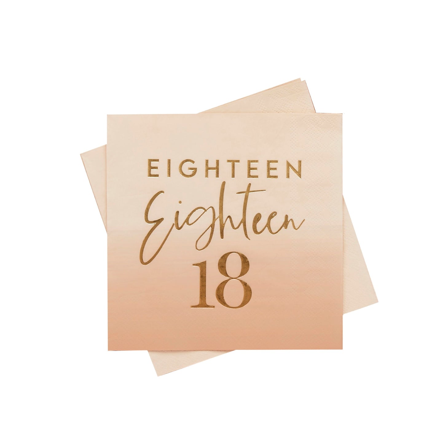 Gold Foiled 'Eighteen' Paper Napkins - Pack of 16