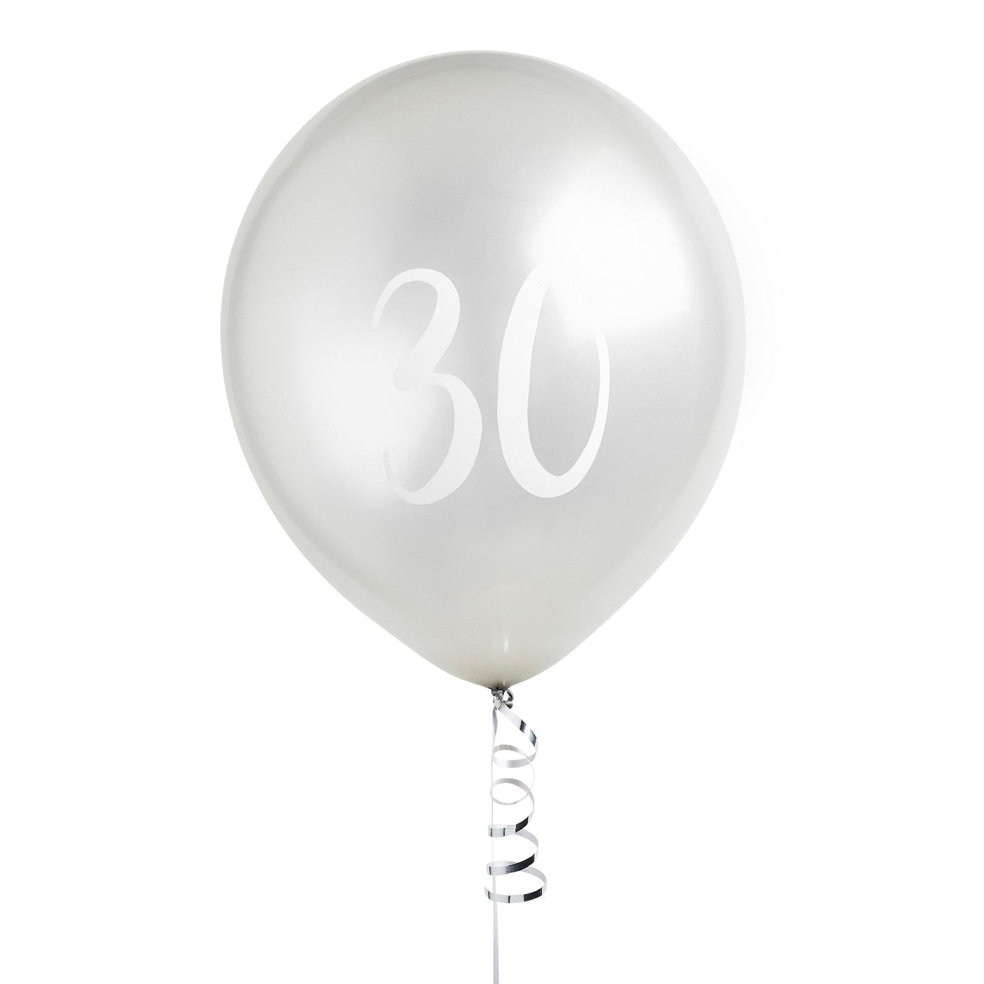 Silver Number '30' Latex 12" Balloons - Pack of 5