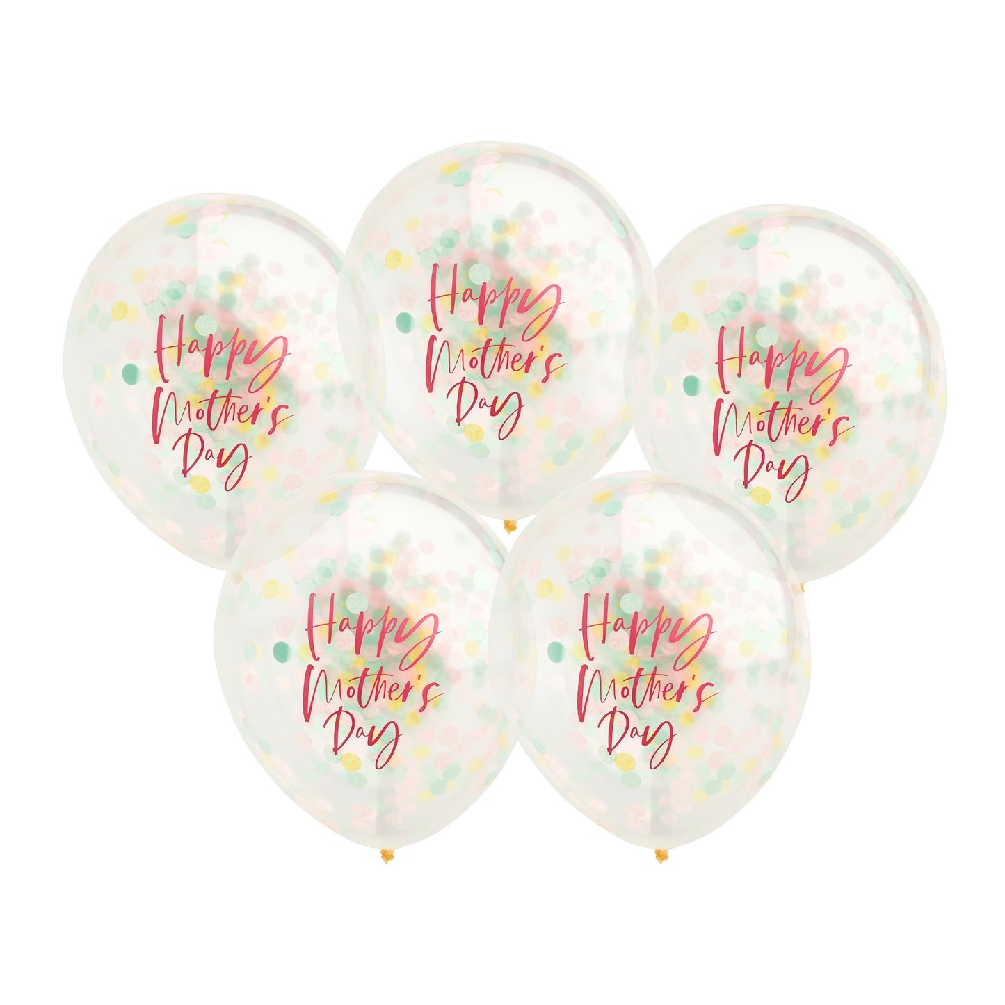 Happy Mother's Day Confetti Filled Latex 12" Balloons 5 Pack