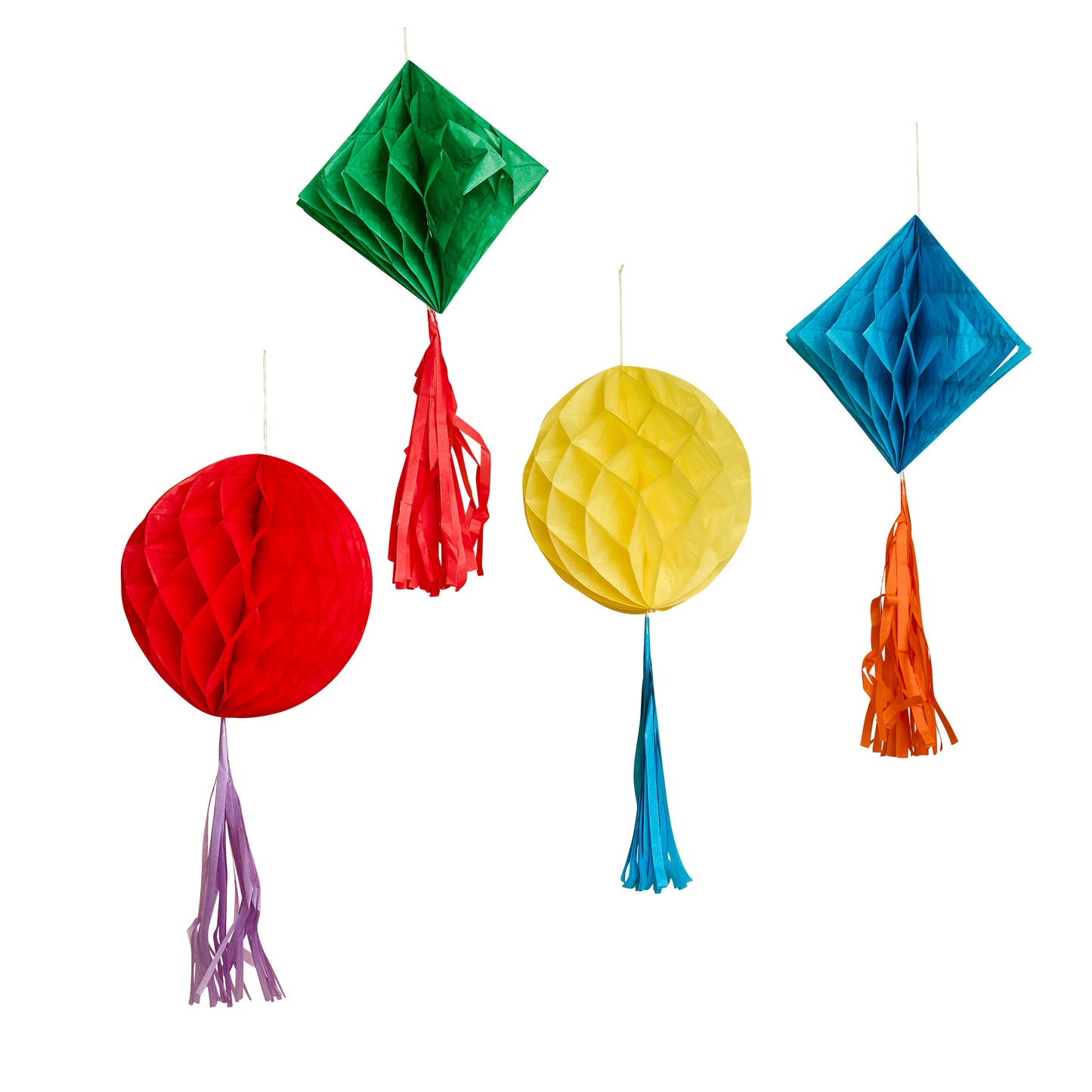 Playful Brights Honeycombs with Tassels - Pack of 4