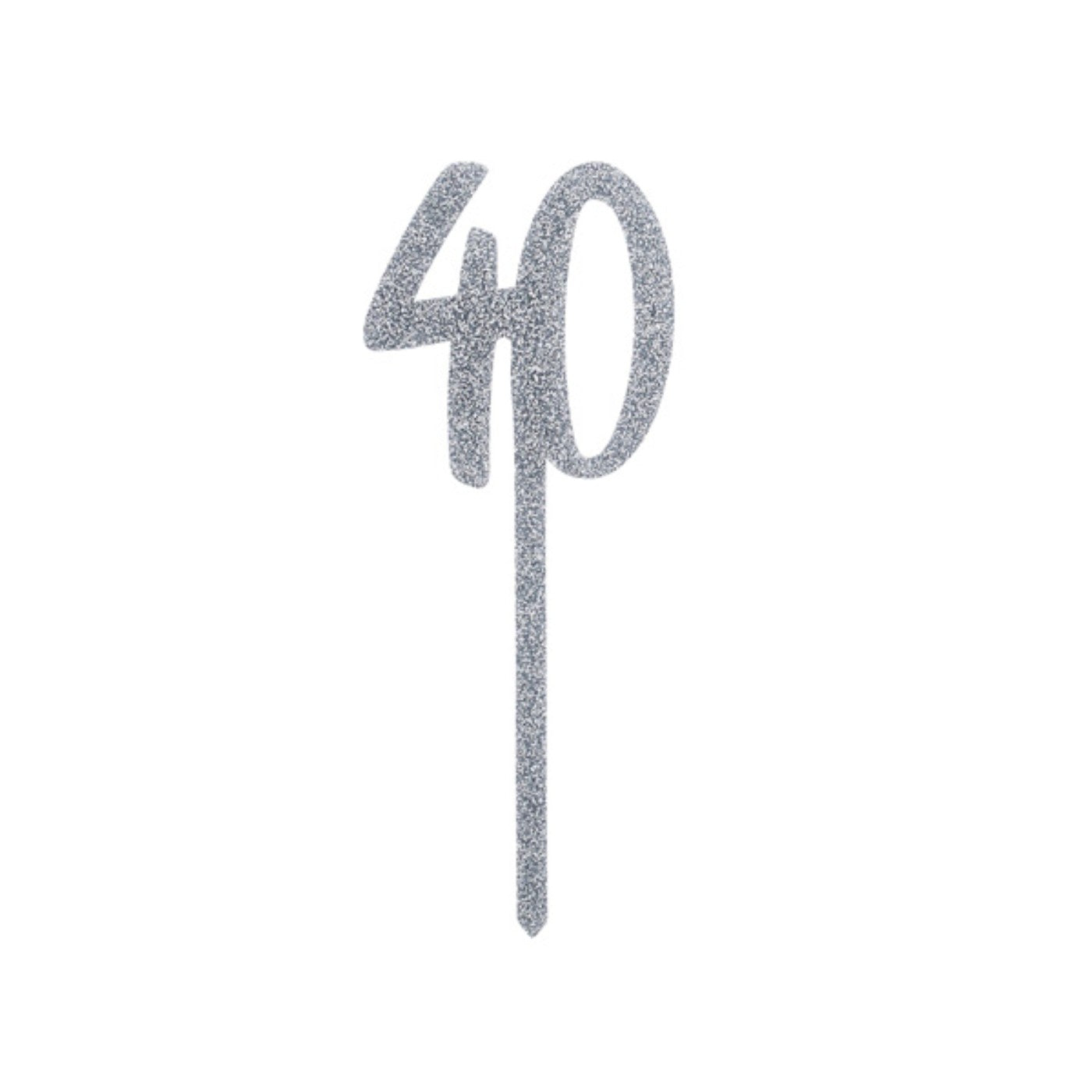 Silver Number '40' Glitter Acrylic Cake Topper