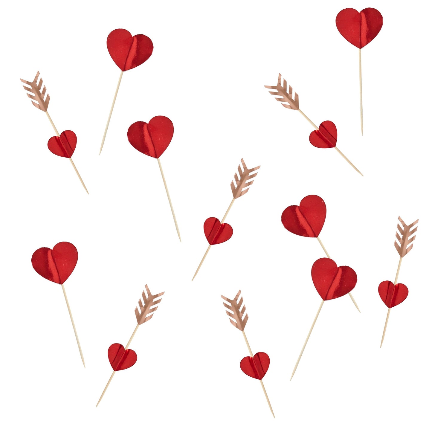 Valentines Heart & Arrow Food Picks - Pack of 12