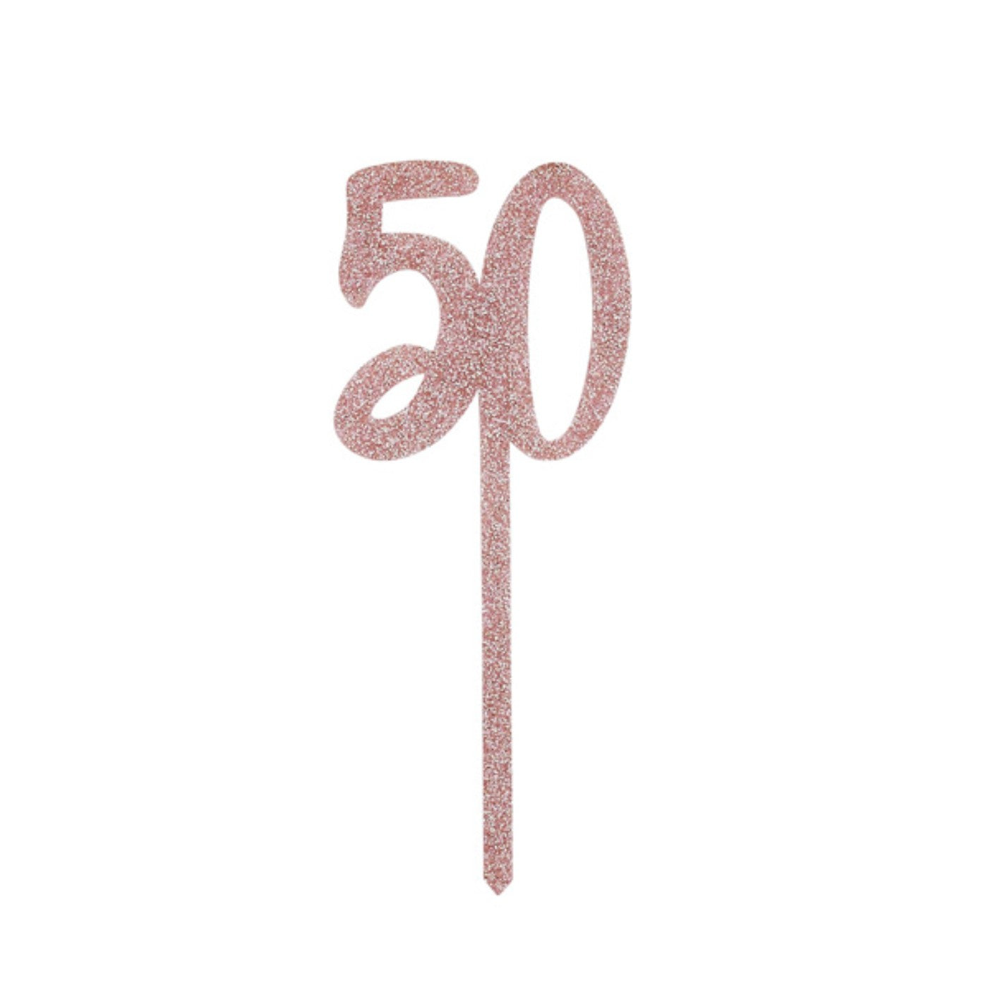 Rose Gold Number '50' Glitter Acrylic Cake Topper