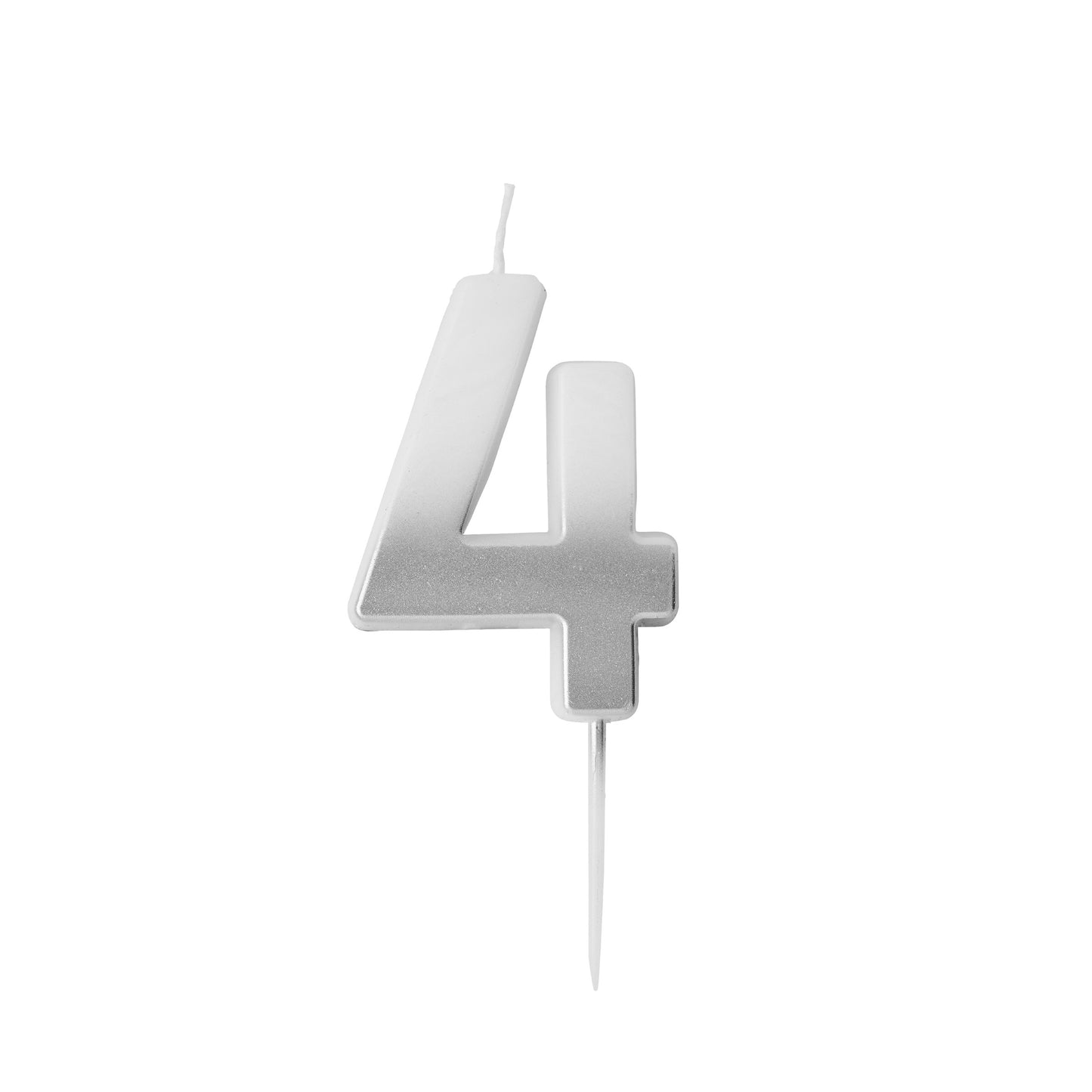 Silver Ombre Number '4' Candle
