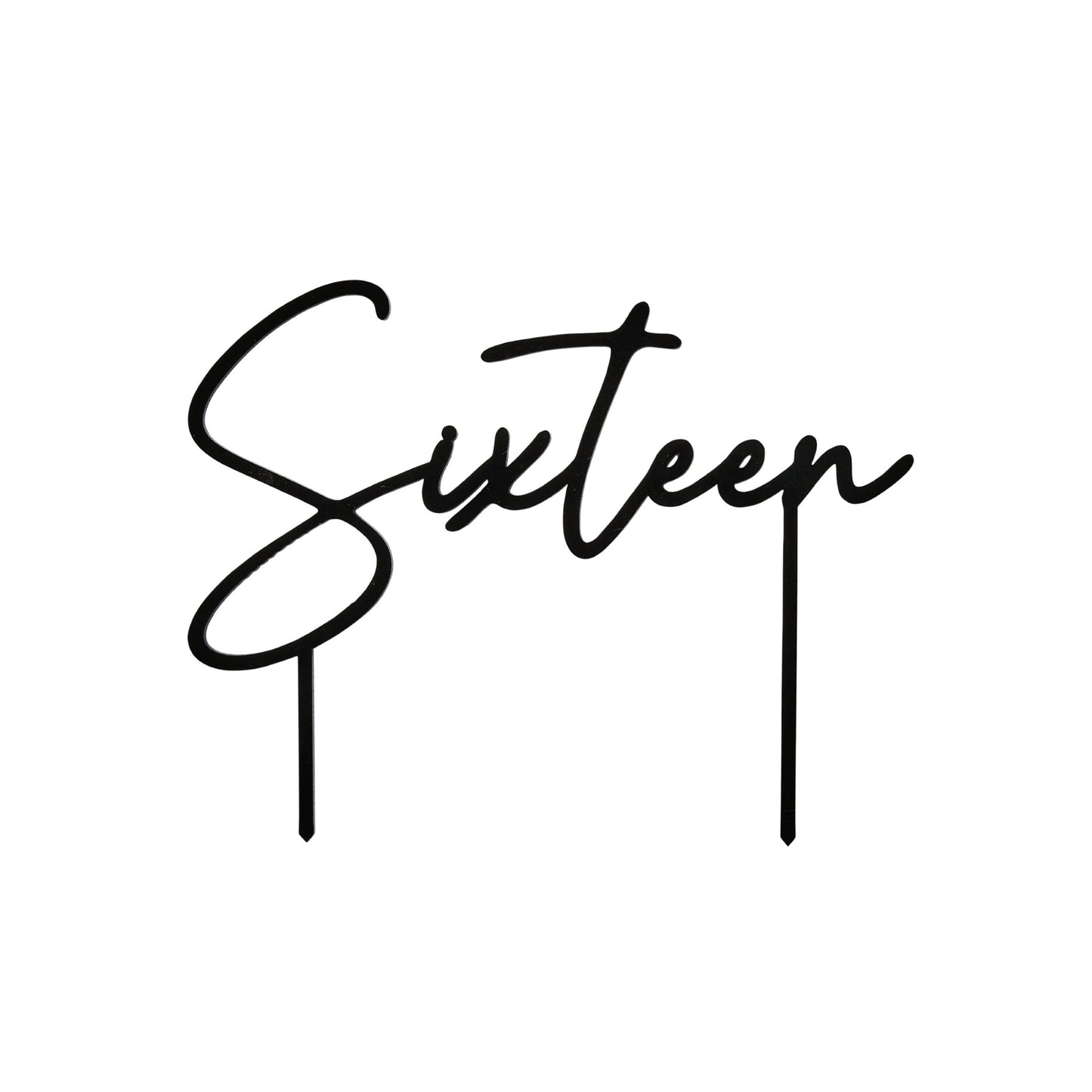 Black 'Sixteen' Acrylic Cake Topper