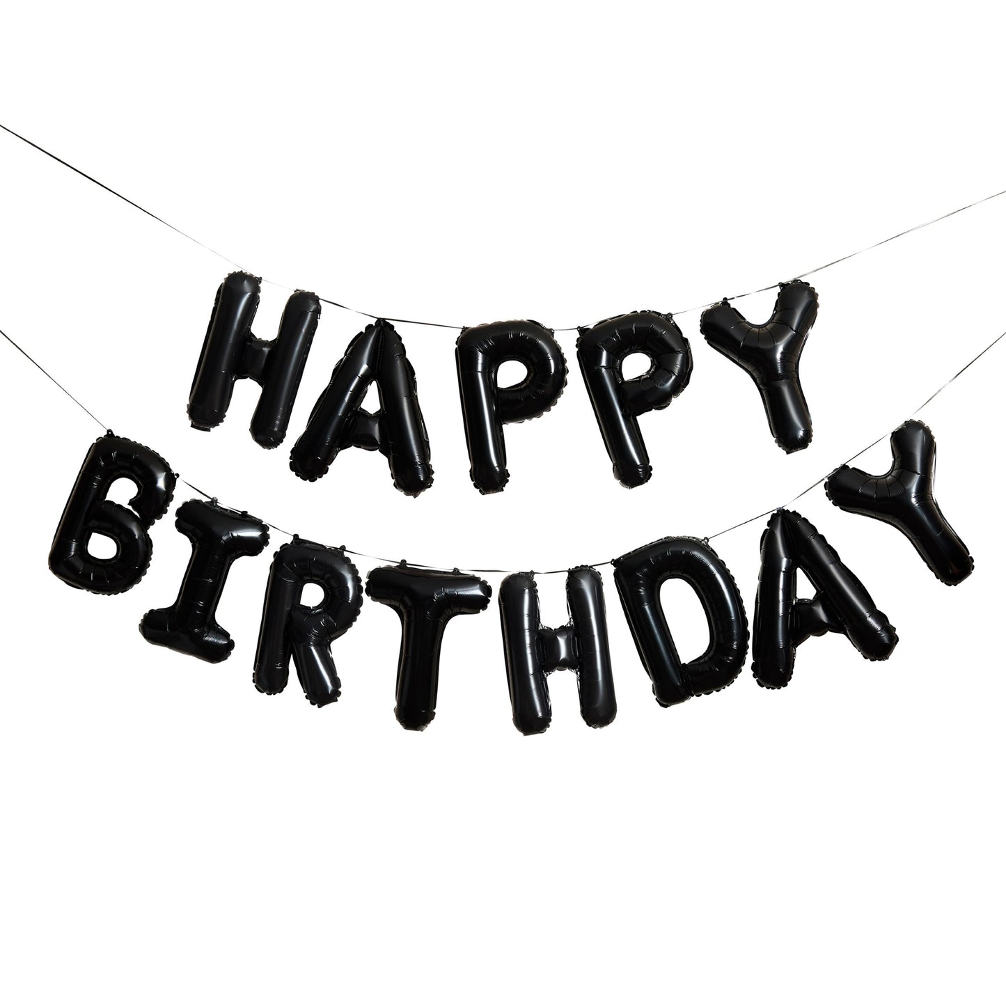 Black 'Happy Birthday' 16" Foil Balloon Garland