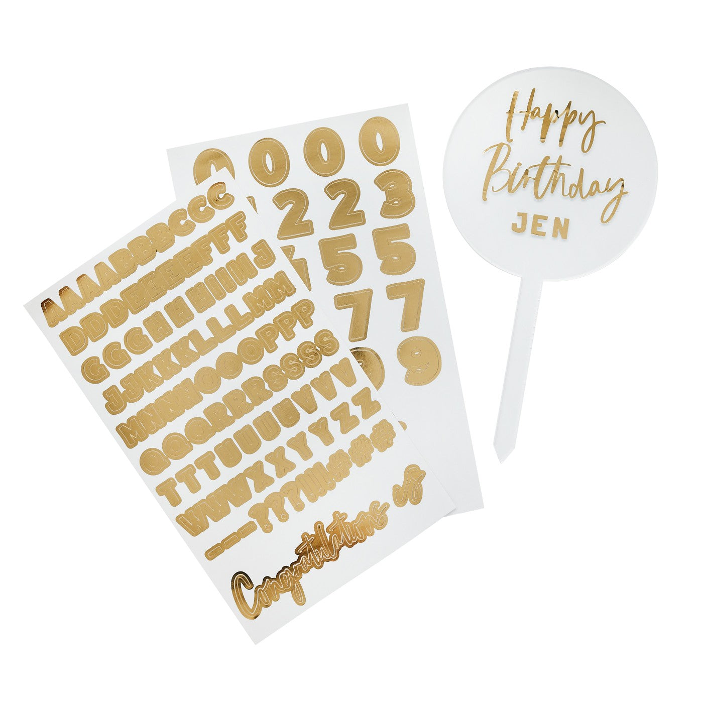 Gold Customisable Acrylic Cake Topper