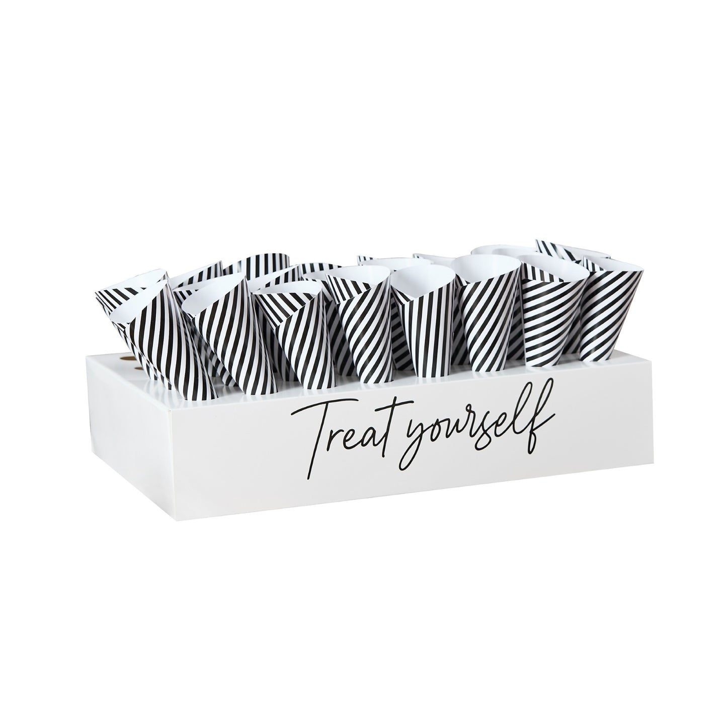 Monochrome 'Treat Yourself' Box Stand & Treat Cones - Pack of 45