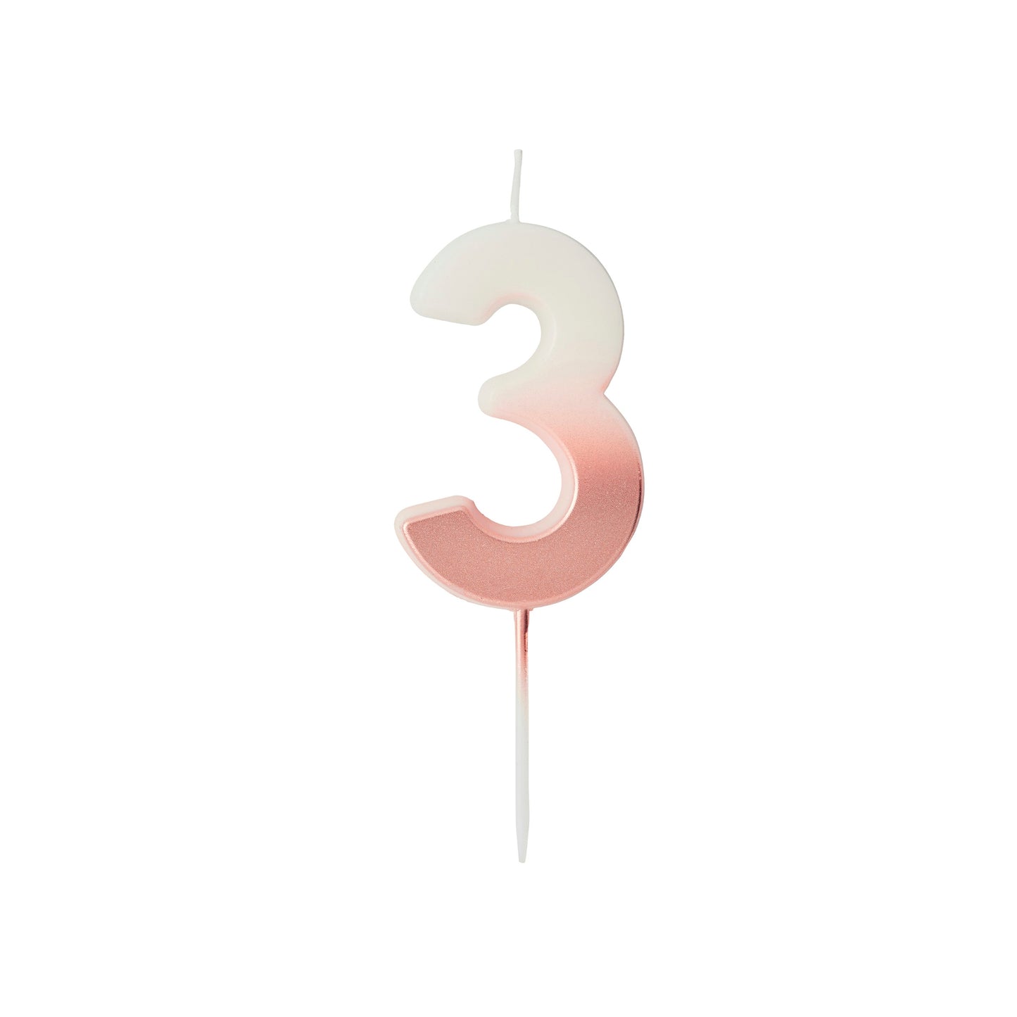 Rose Gold Ombre Number '3' Candle