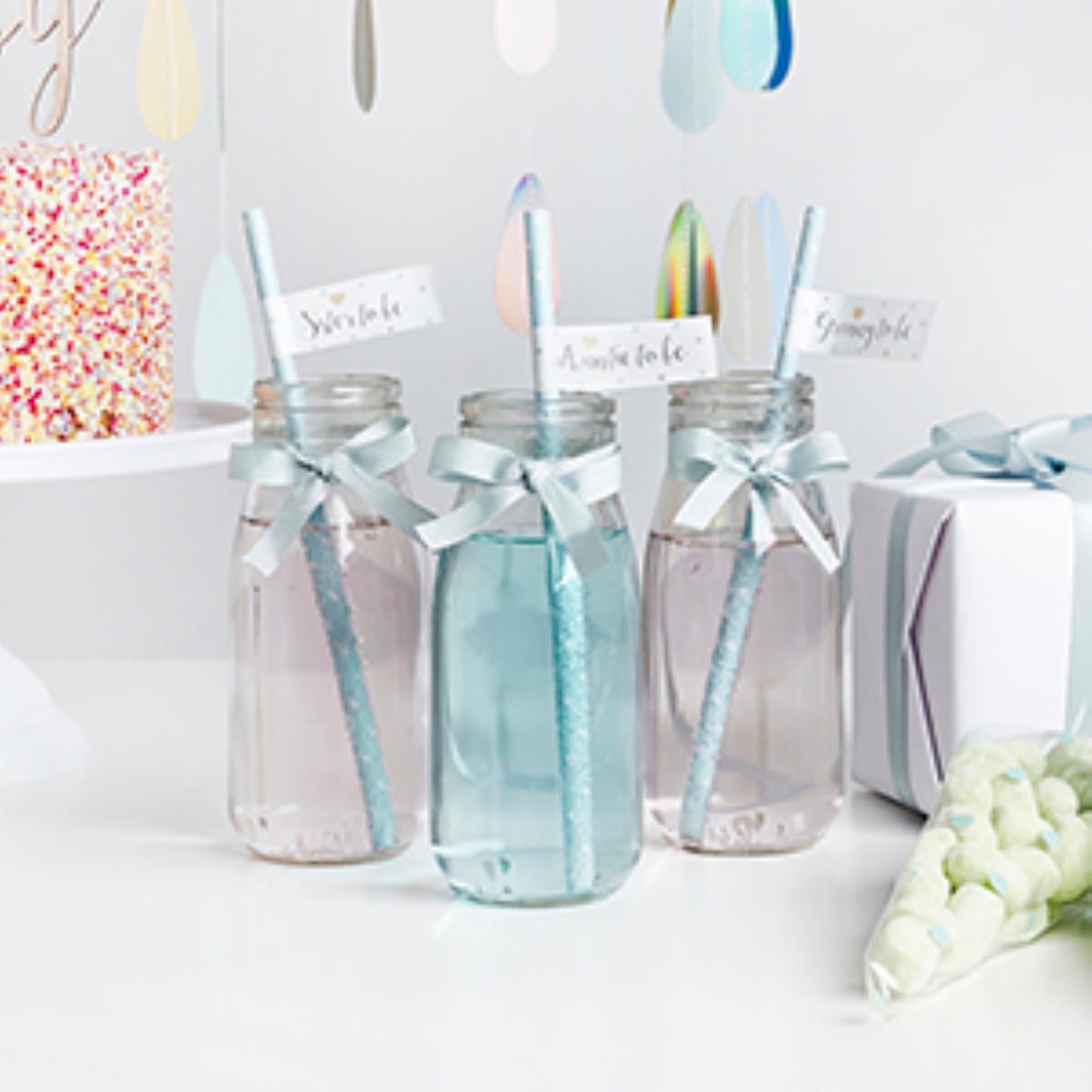 Glass Drinking Bottle with Unisex Bow