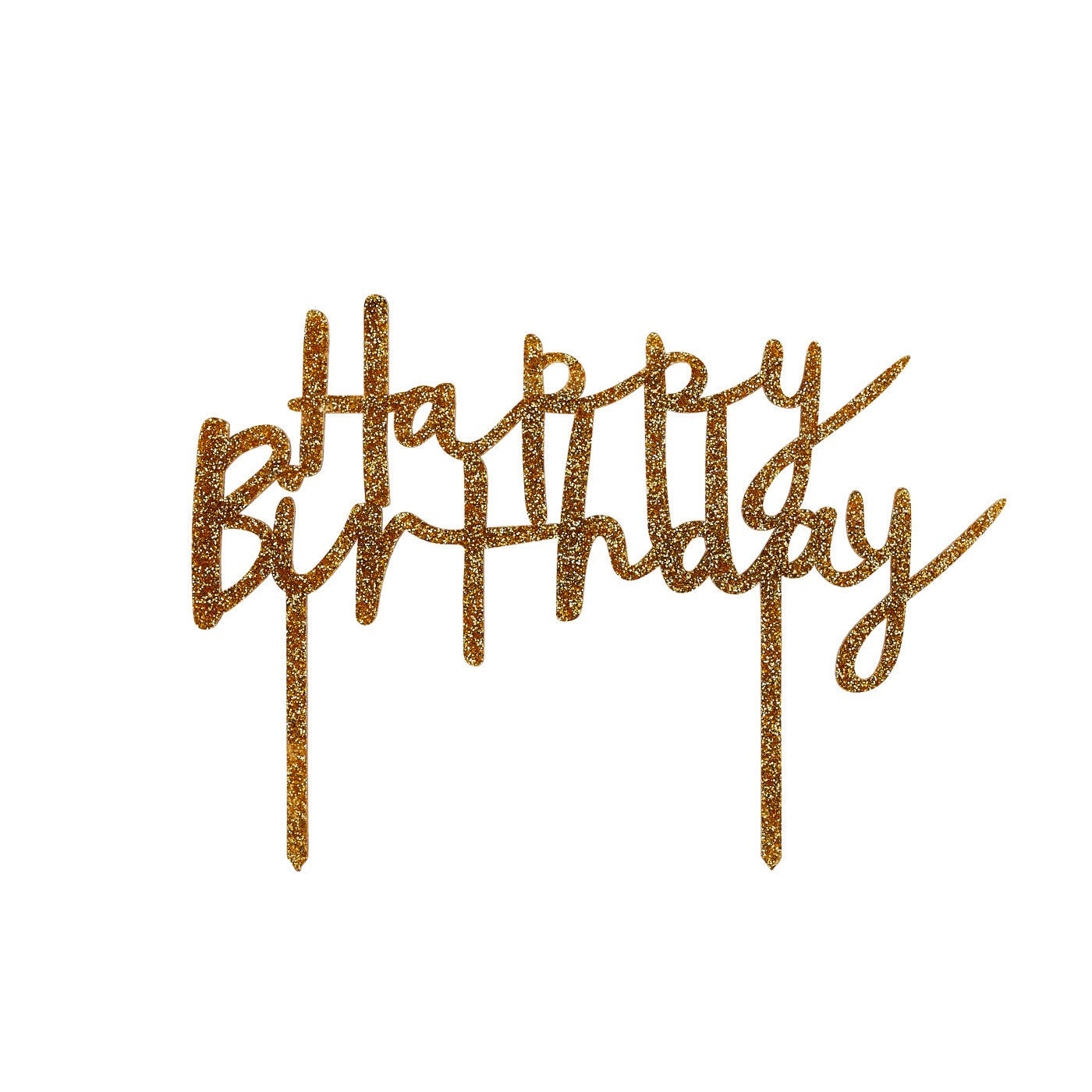 Gold 'Happy Birthday' Glitter Acrylic Cake Topper