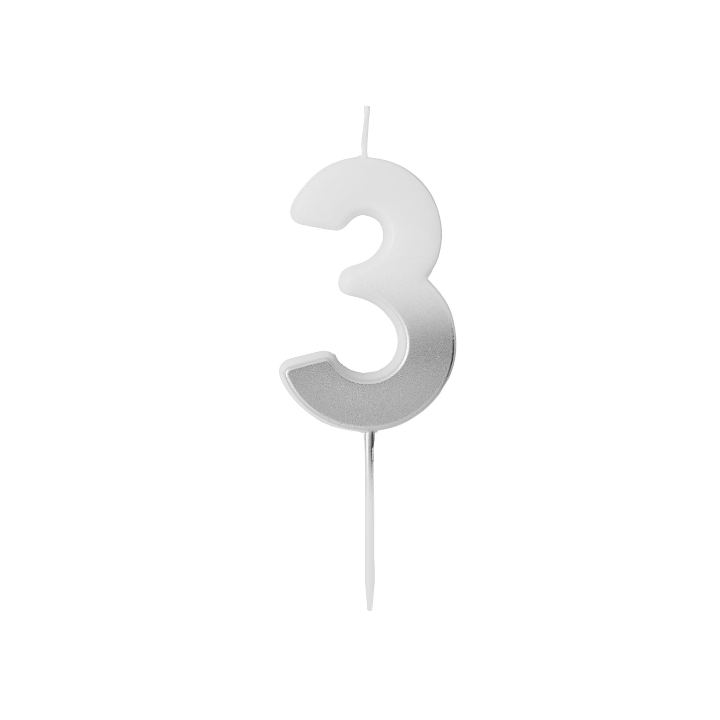 Silver Ombre Number '3' Candle