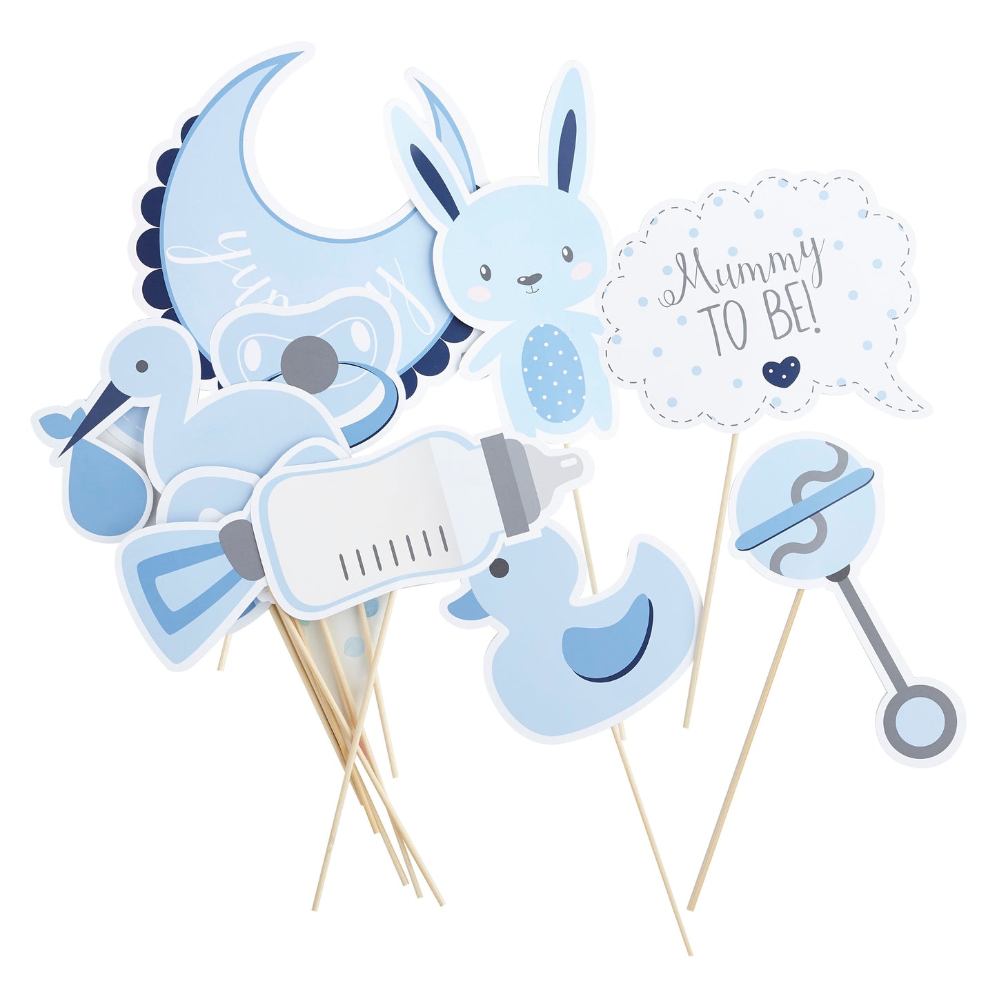 BABY SHOWER PHOTO BOOTH PROPS 13PK BLUE