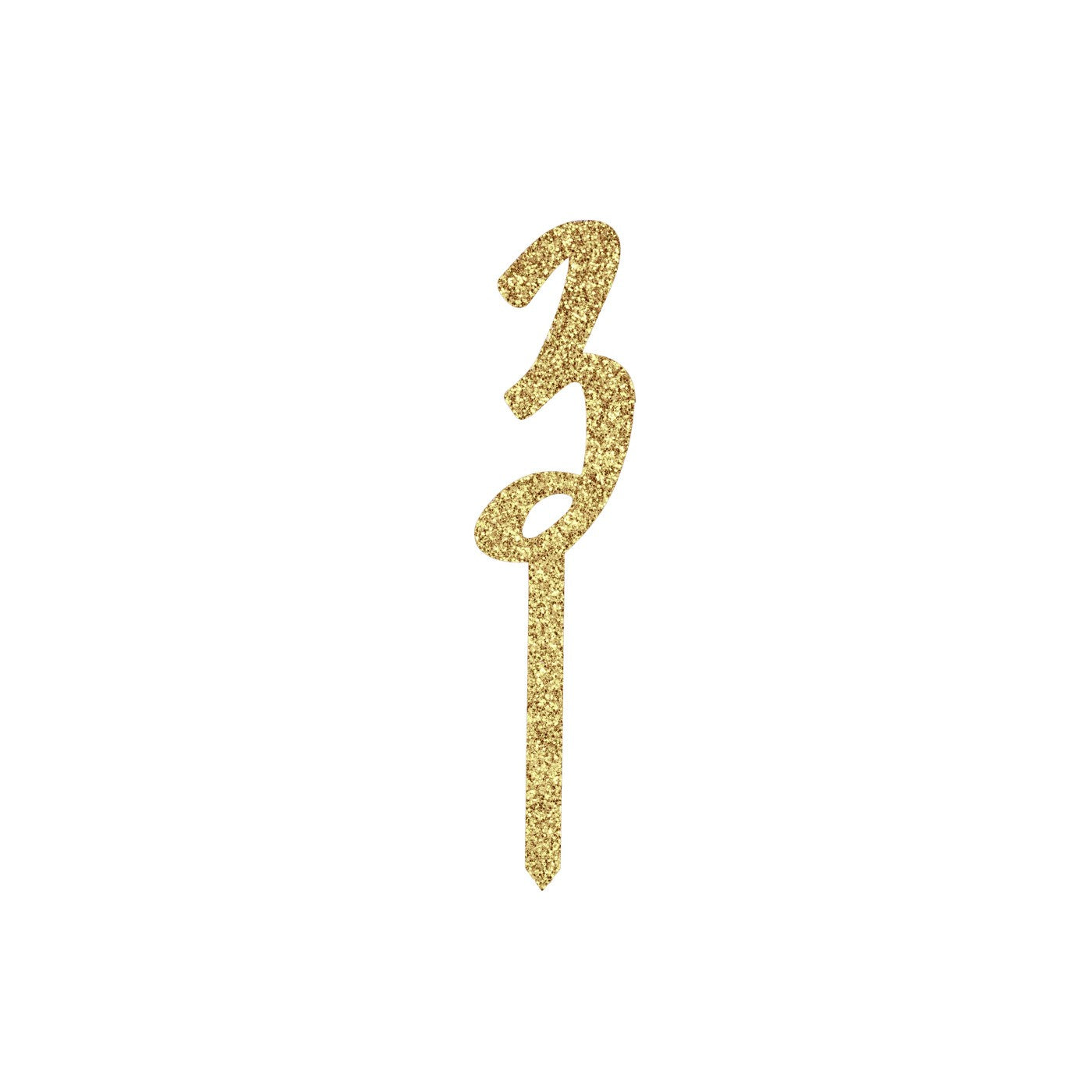 Gold Number '3' Glitter Acrylic Cake Topper