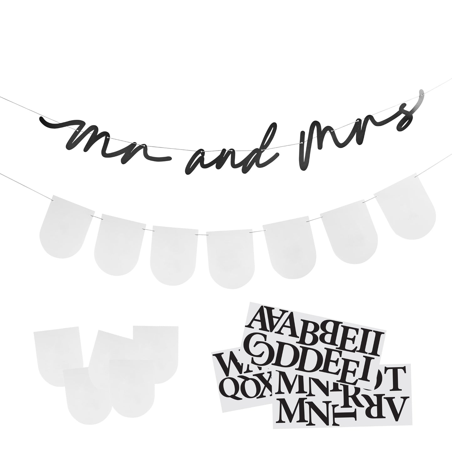 Monochrome ''Mr & Mrs' Customisable Card Banner x2 2m