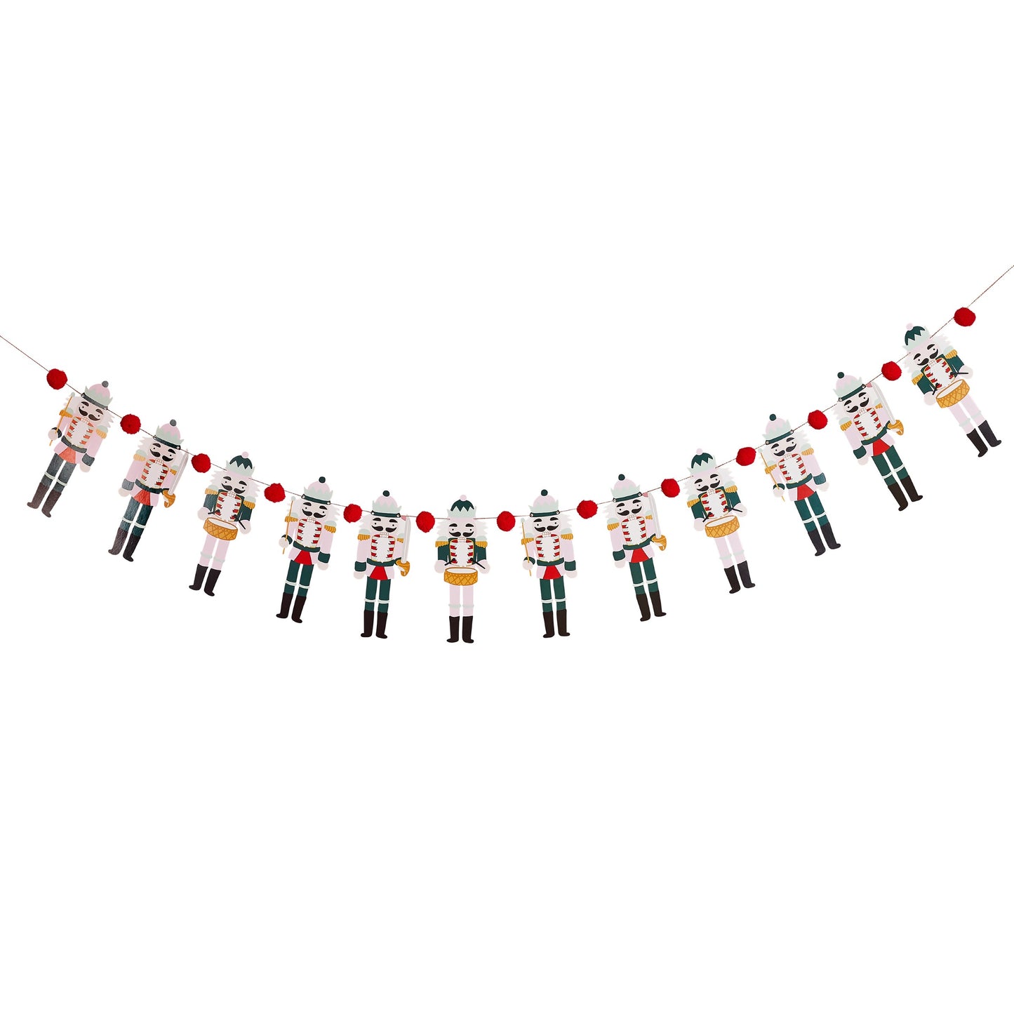 Nutcracker Pom Pom Card Garland 2m