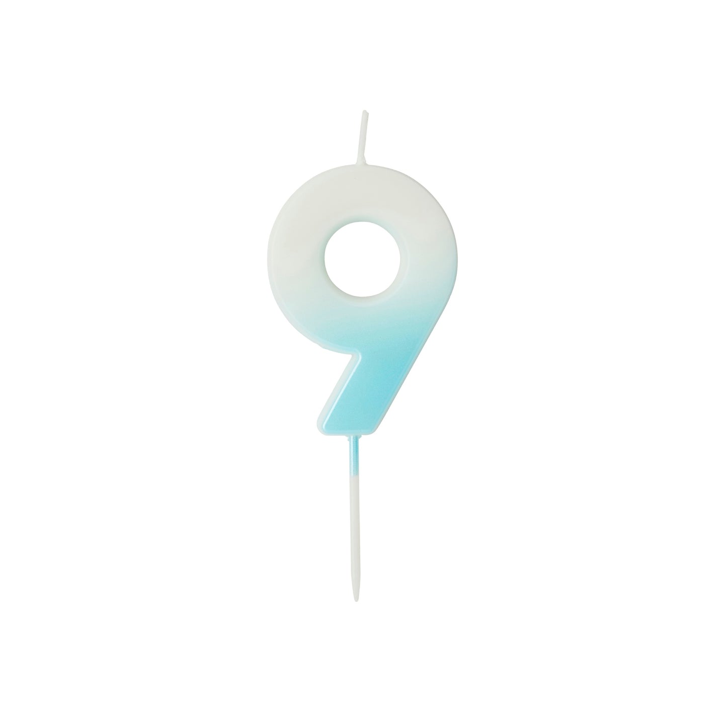 Blue Ombre Number '9' Candle